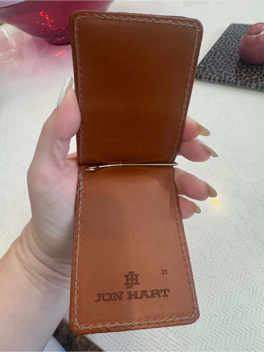 Jon Hart  Brown Leather Card & Money Holder